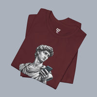 David Statue with AirPods Holding Phone T‑Shirt — Classical Art Meme Tee alternate view 22