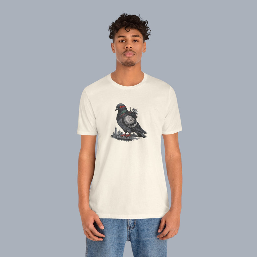 Surveillance Pigeon Cityscape Tee — Urban Bird Graphic T-Shirt alternate view 17