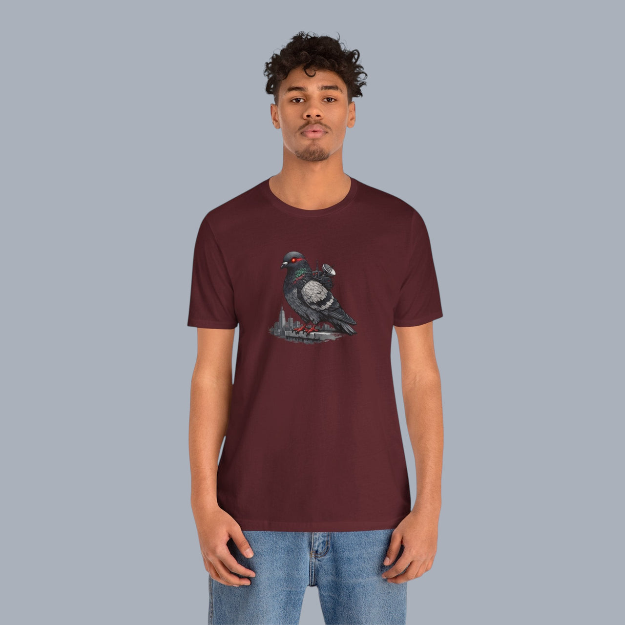 Surveillance Pigeon Cityscape Tee — Urban Bird Graphic T-Shirt alternate view 25