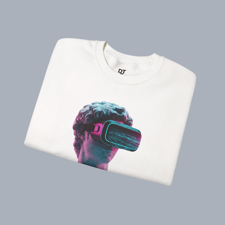 Retro Vaporwave Statue Crewneck Sweatshirt – VR Bust Graphic alternate view 10