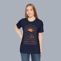 Keep It Simple Sunset Tee — Minimal Camper Van Graphic T-Shirt