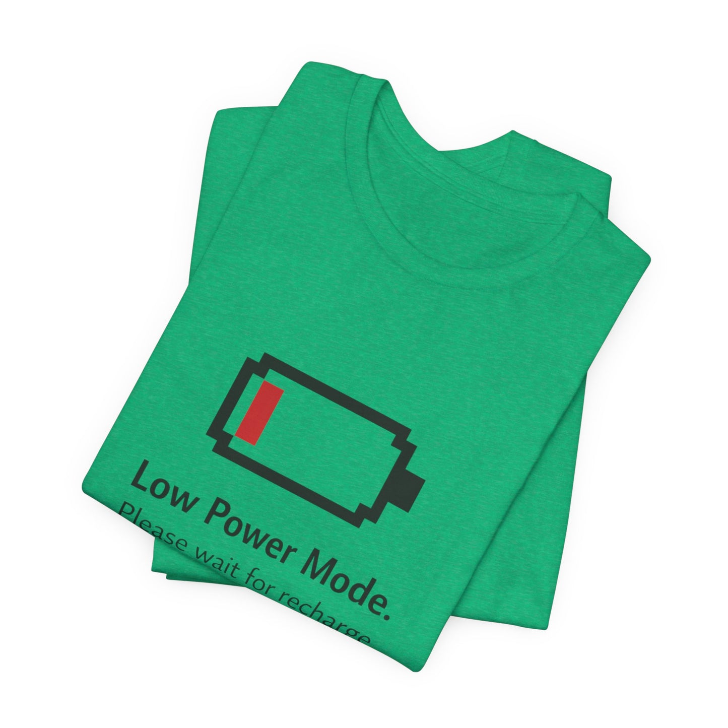 Low Power Mode T-Shirt – Pixel Battery Graphic Tee with “Please wait for recharge.” alternate view 12