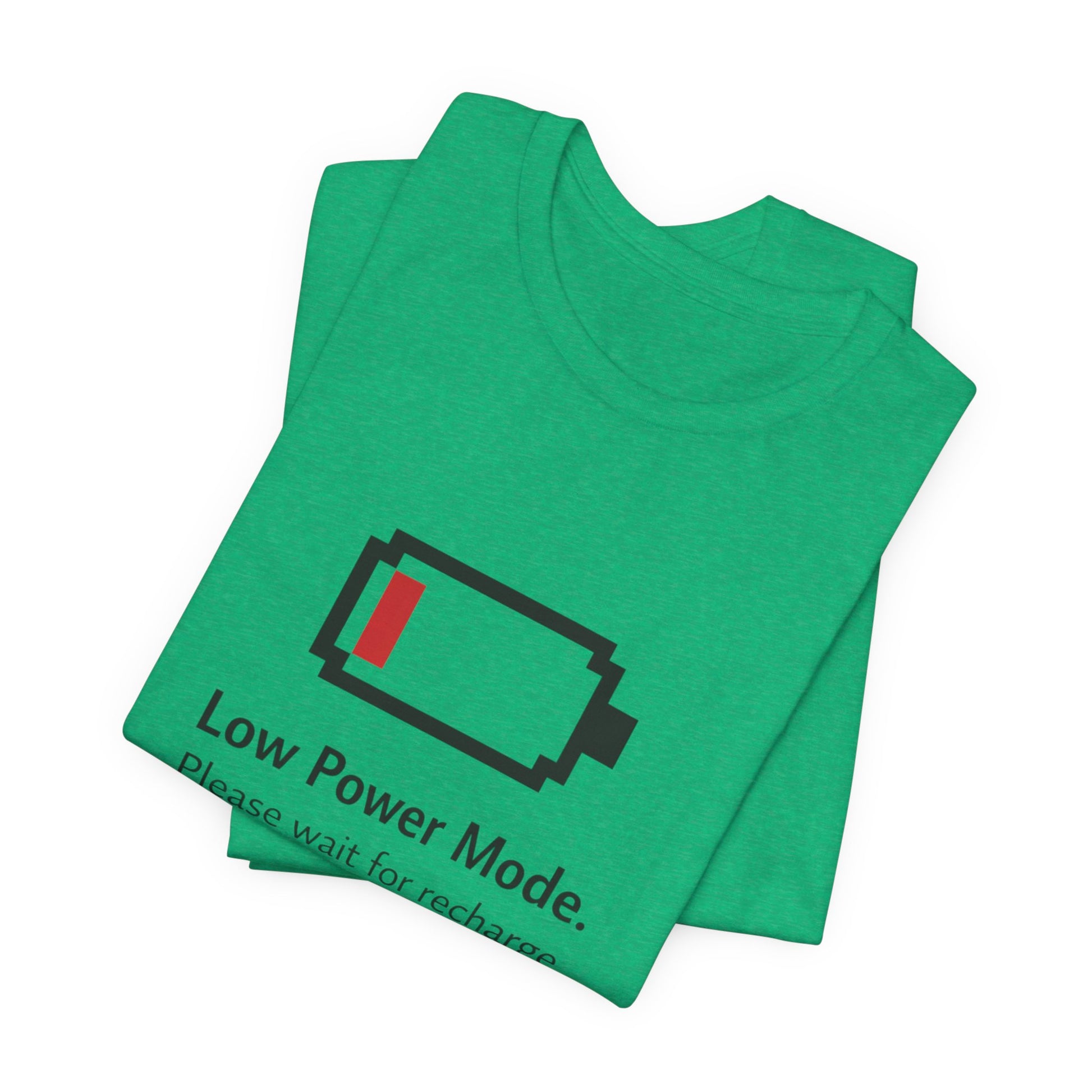 Low Power Mode T-Shirt – Pixel Battery Graphic Tee with “Please wait for recharge.” alternate view 12