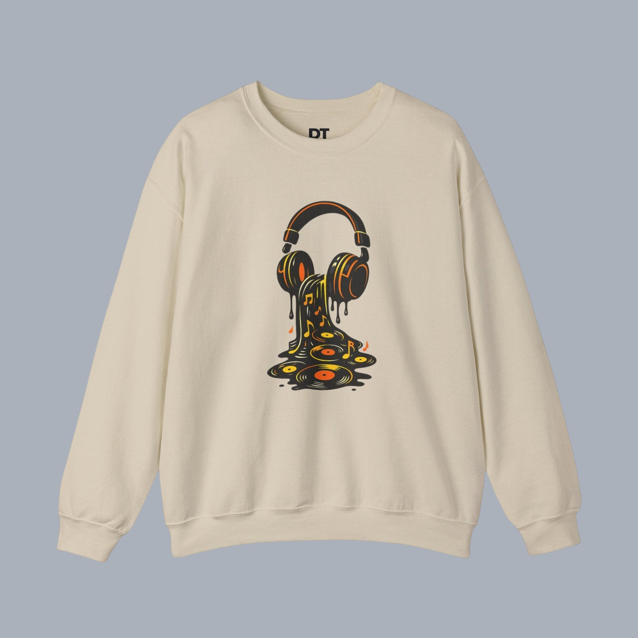 Music Lover Sweatshirt — Melting Headphones Vinyl DJ Crewneck
