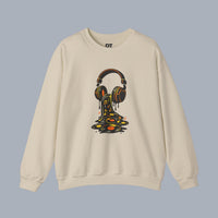 Music Lover Sweatshirt — Melting Headphones Vinyl DJ Crewneck