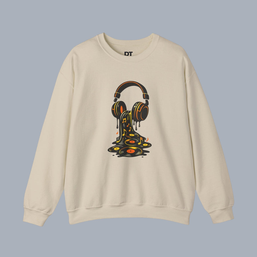 Music Lover Sweatshirt — Melting Headphones Vinyl DJ Crewneck