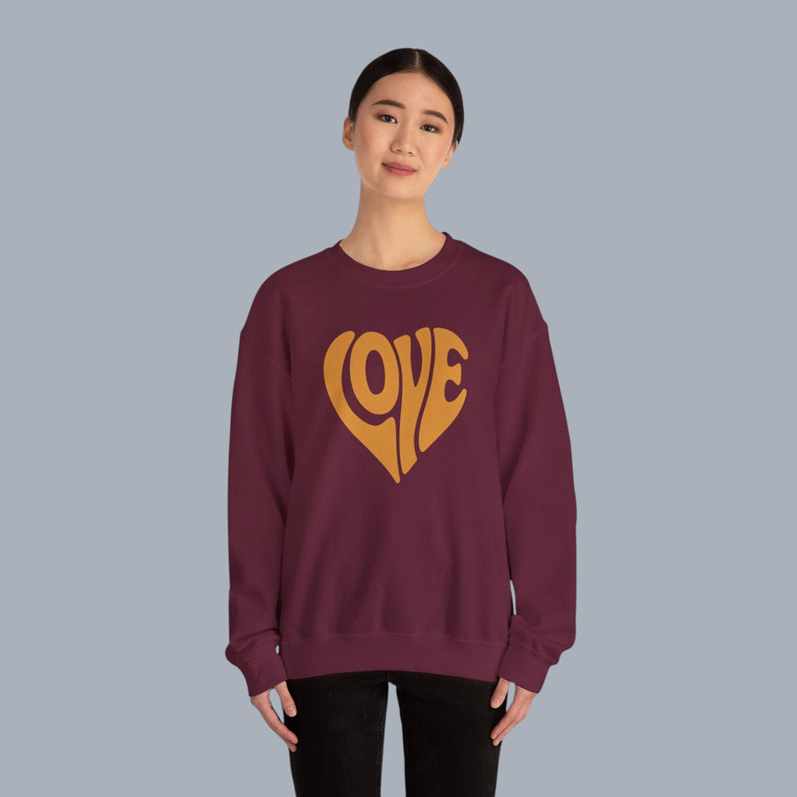 Crewneck Sweatshirt — Retro Heart "LOVE" Graphic Pullover