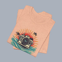 Camera Sunset Tee — Vintage Beach Photography T-Shirt