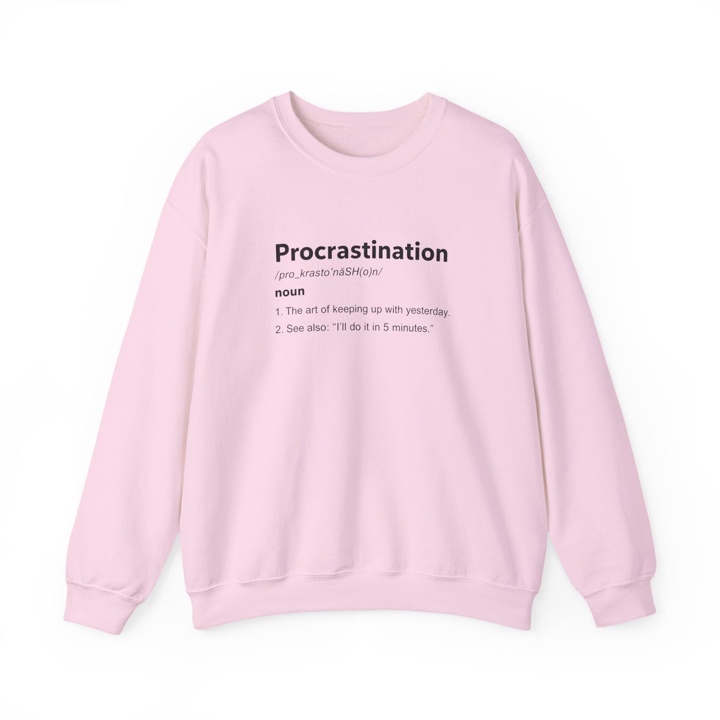 Procrastination Definition Sweatshirt — Funny Minimalist Crewneck for Students & Remote Workers alternate view 5