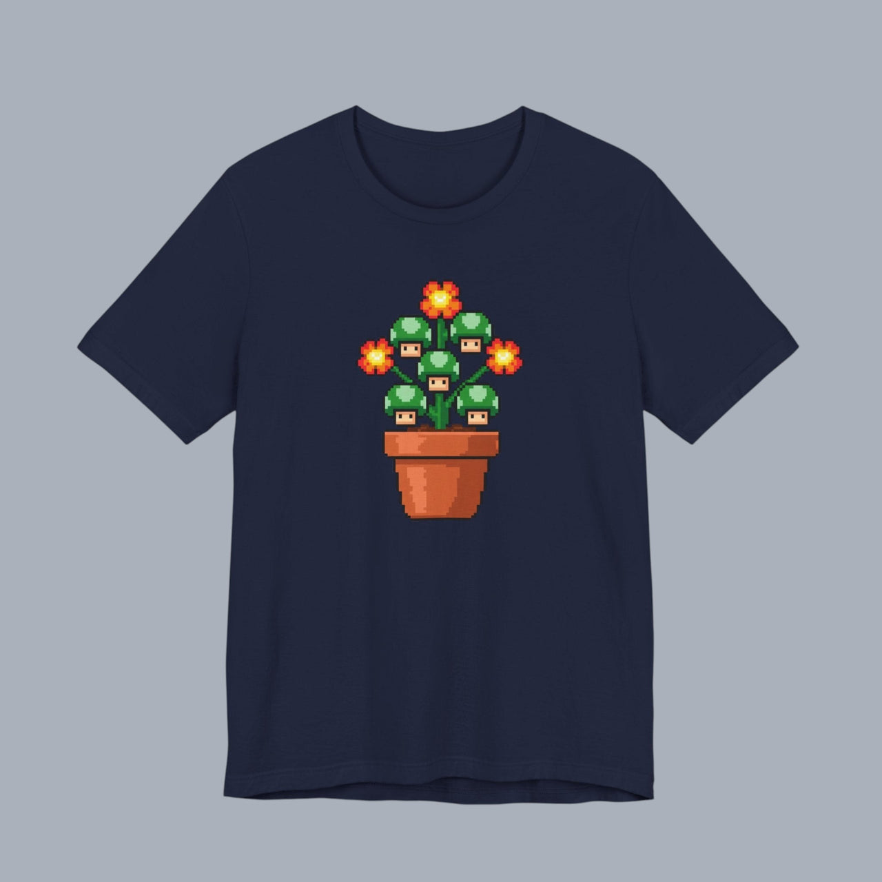 Pixel Mushroom Plant Tee – Retro Video Game Mushroom Pot T-Shirt