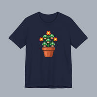 Pixel Mushroom Plant Tee – Retro Video Game Mushroom Pot T-Shirt