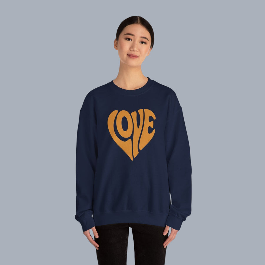Crewneck Sweatshirt — Retro Heart "LOVE" Graphic Pullover