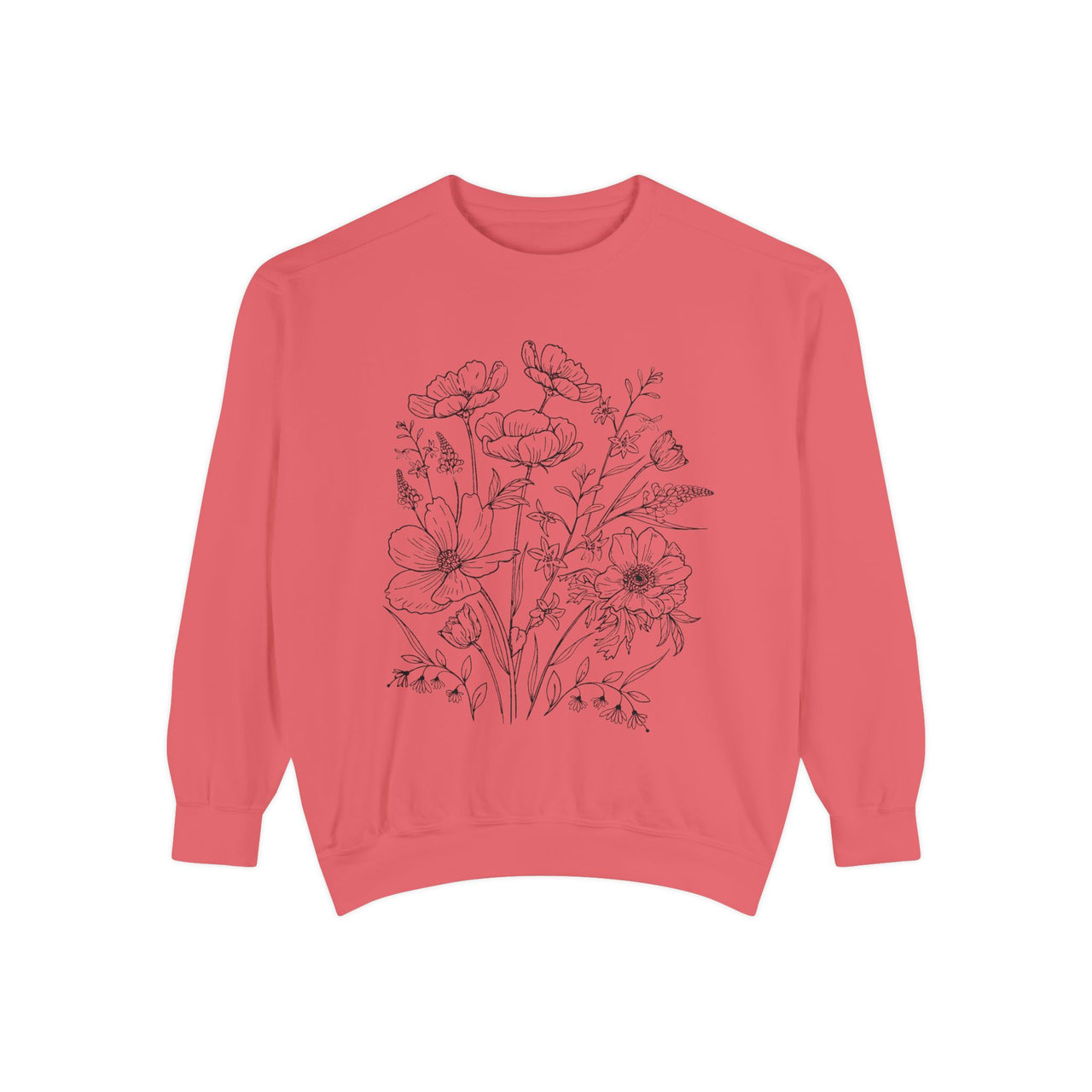 Wildflowers Outline Garment-Dyed Sweatshirt product photo