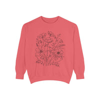 Wildflowers Outline Garment-Dyed Sweatshirt product photo