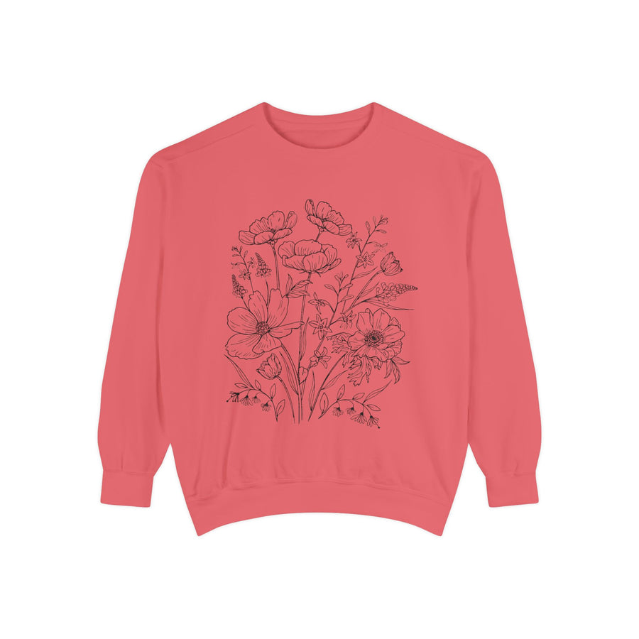 Wildflowers Outline Garment-Dyed Sweatshirt product photo
