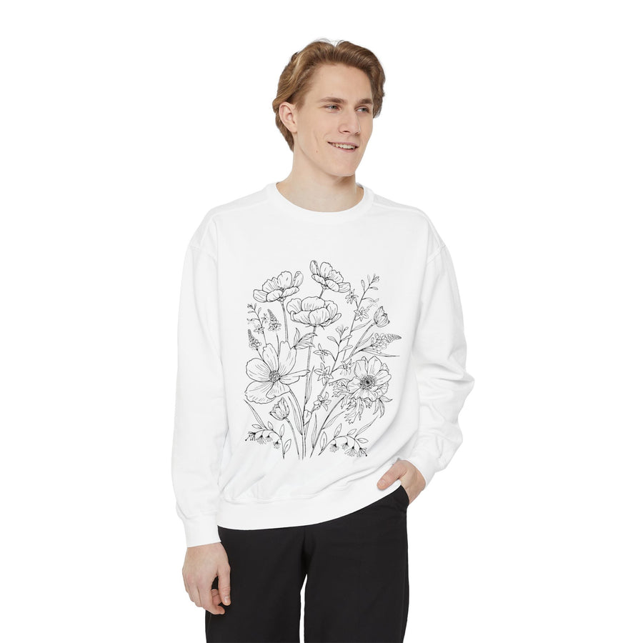Wildflowers Outline Garment-Dyed Sweatshirt alternate view 11