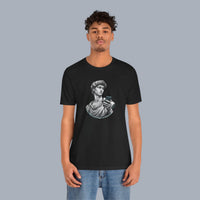 David Statue with AirPods Holding Phone T‑Shirt — Classical Art Meme Tee alternate view 12