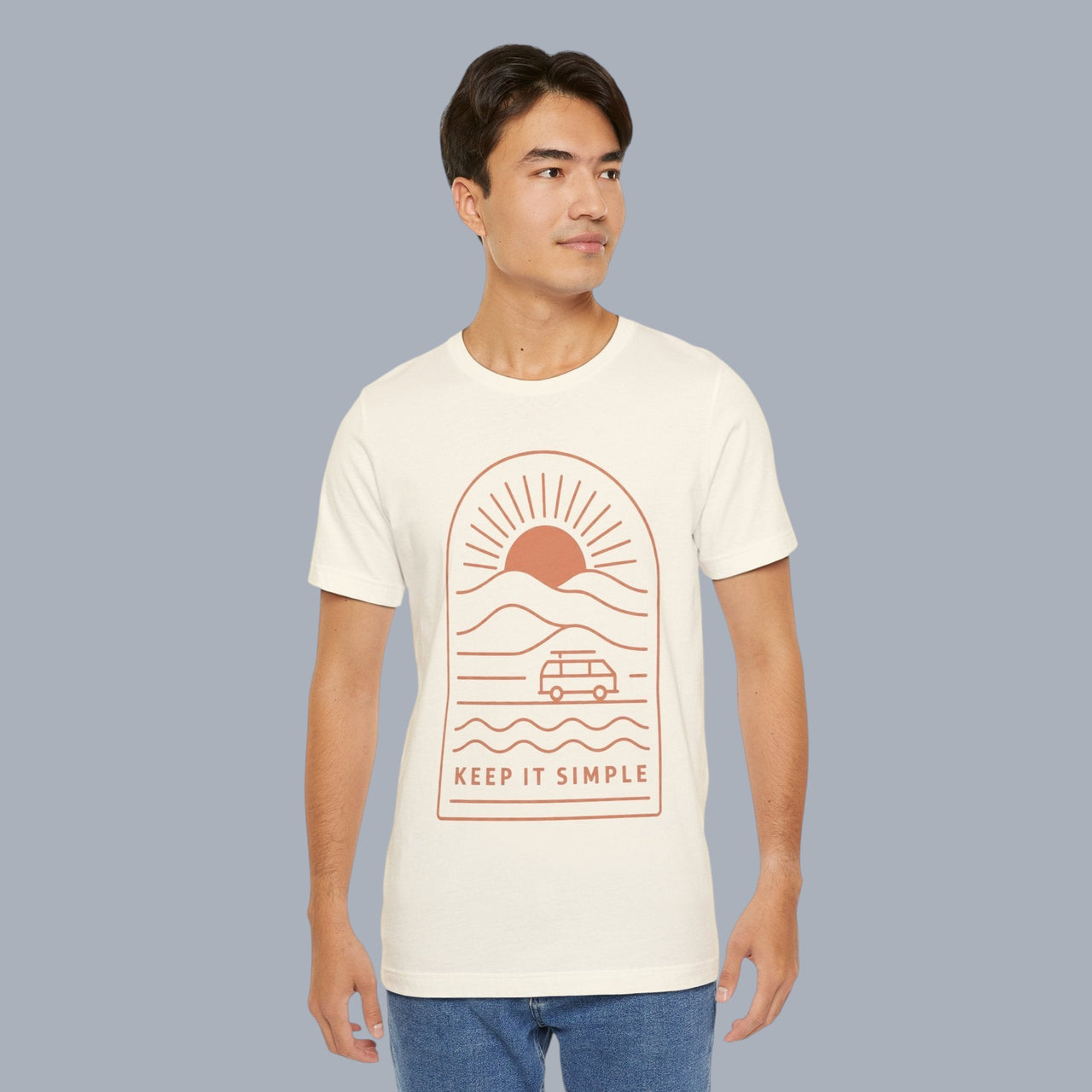 Keep It Simple Sunset Tee — Minimal Camper Van Graphic T-Shirt