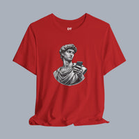 David Statue with AirPods Holding Phone T‑Shirt — Classical Art Meme Tee alternate view 6