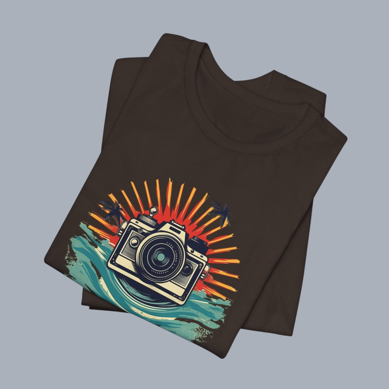 Camera Sunset Tee — Vintage Beach Photography T-Shirt
