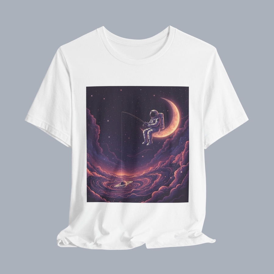 Astronaut Moon Fishing T‑Shirt — Dreamy Cosmic Scene Graphic Tee alternate view 2
