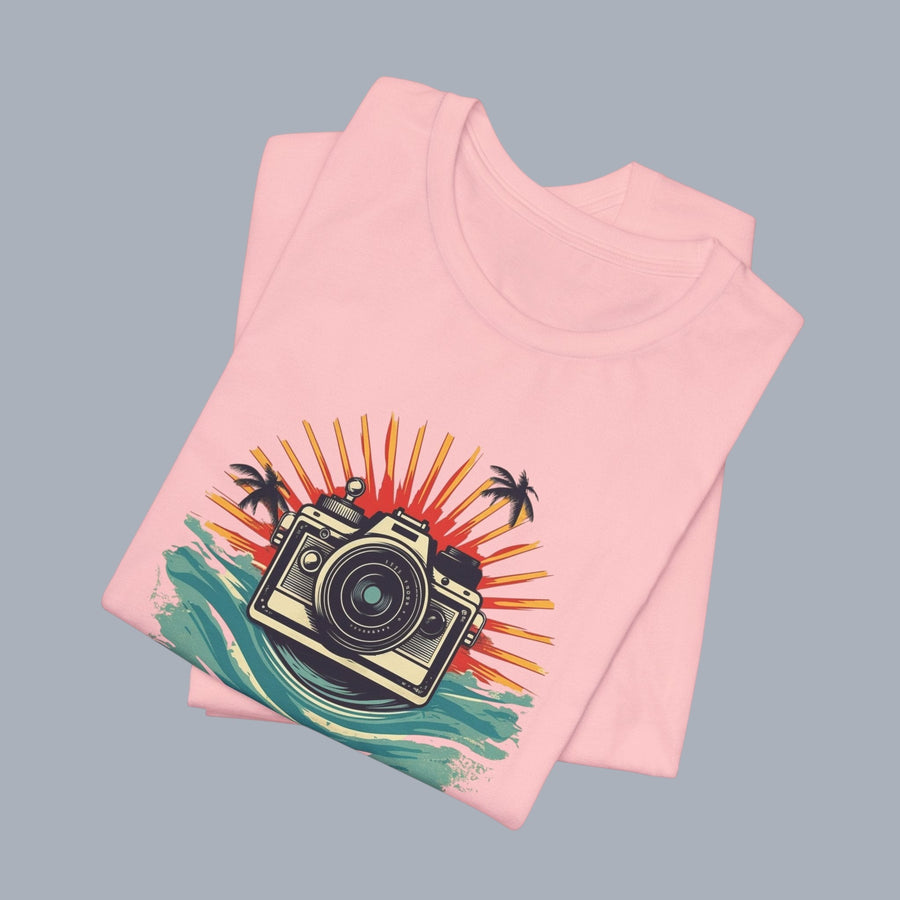 Camera Sunset Tee — Vintage Beach Photography T-Shirt