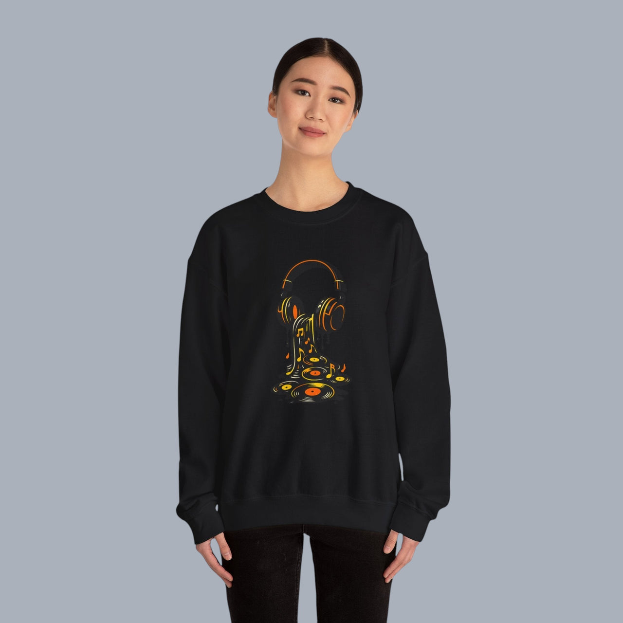 Music Lover Sweatshirt — Melting Headphones Vinyl DJ Crewneck
