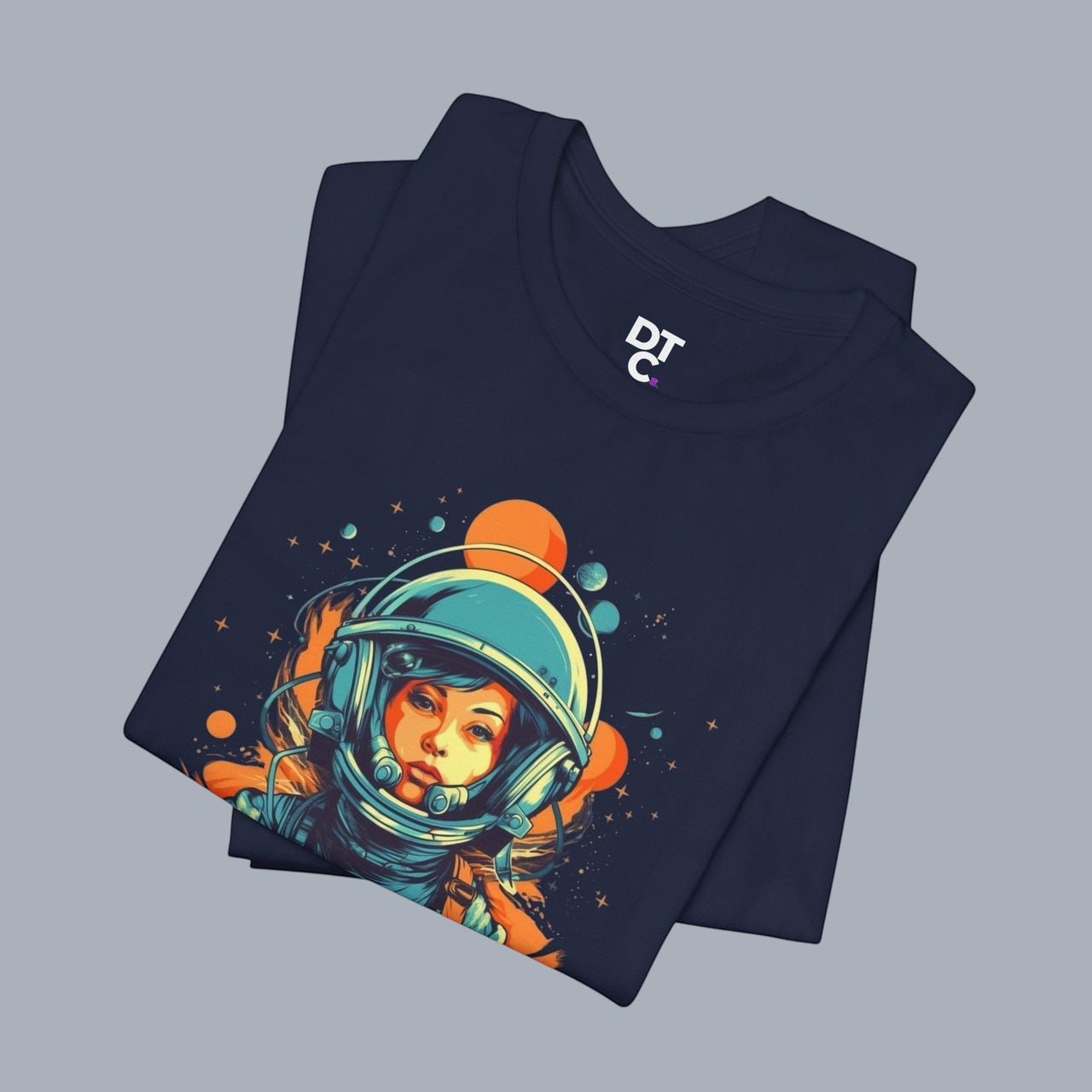 Astronaut Girl Graphic Tee – Retro Space Helmet Art T‑Shirt