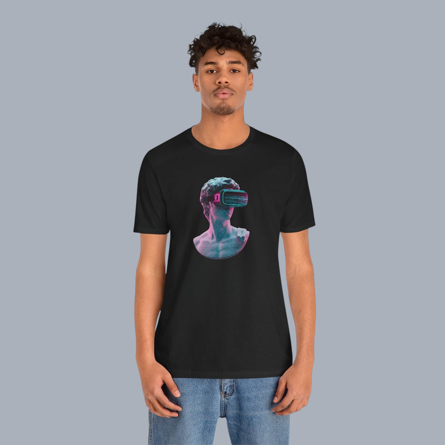 Retro Vaporwave Statue VR T‑Shirt — Neon Aesthetic Gaming Tee alternate view 11