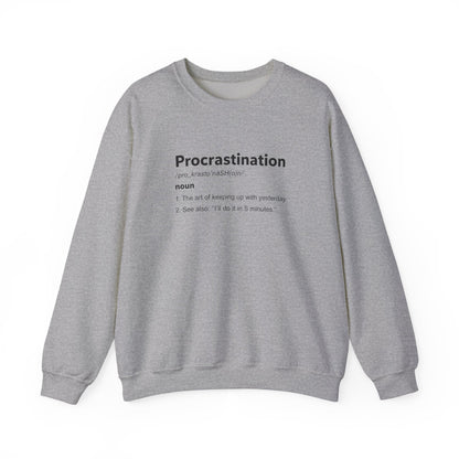 Procrastination Definition Sweatshirt — Funny Minimalist Crewneck for Students & Remote Workers alternate view 4