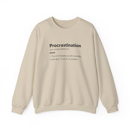 Procrastination Definition Sweatshirt — Funny Minimalist Crewneck for Students & Remote Workers product photo