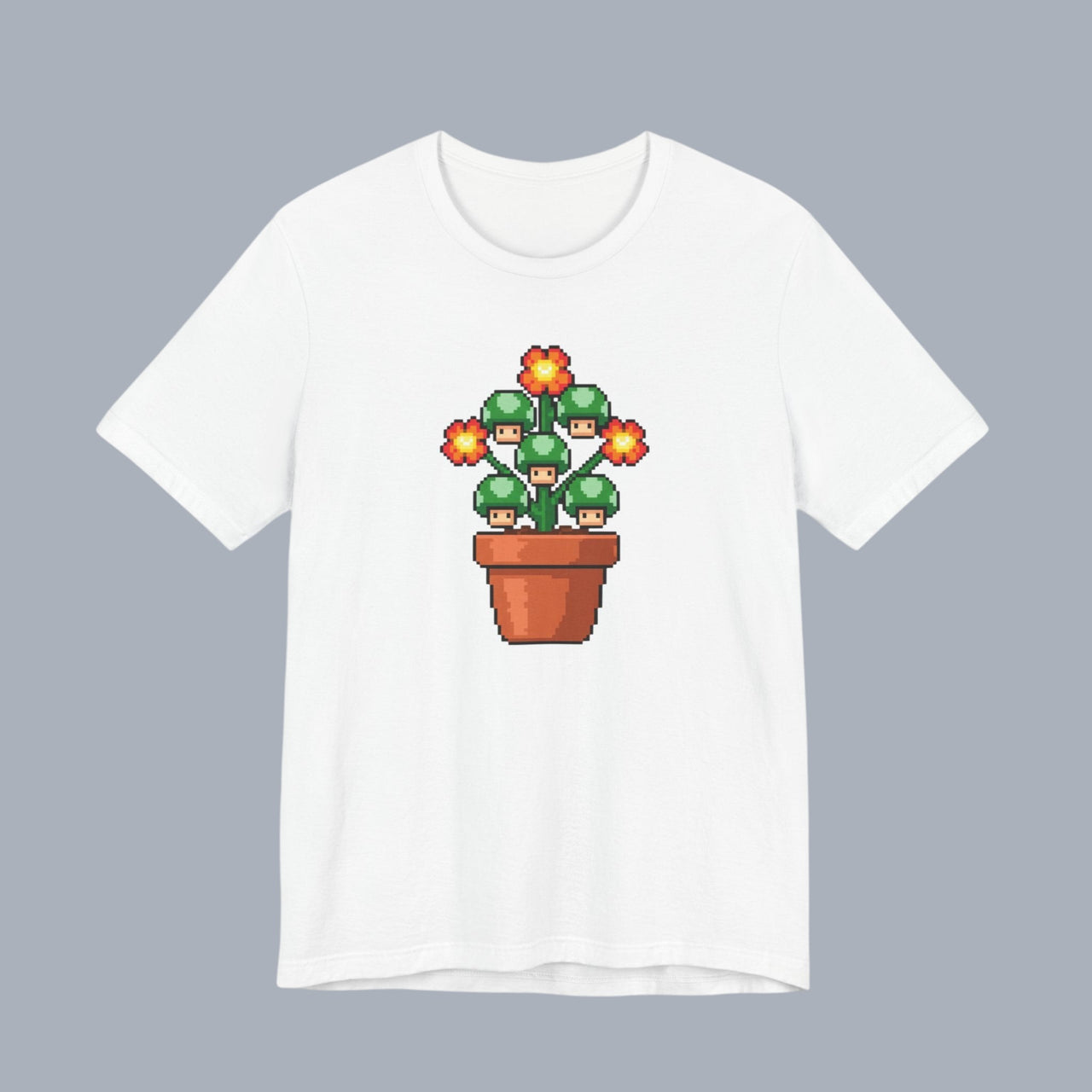 Pixel Mushroom Plant Tee – Retro Video Game Mushroom Pot T-Shirt