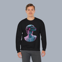 Retro Vaporwave Statue Crewneck Sweatshirt – VR Bust Graphic alternate view 12