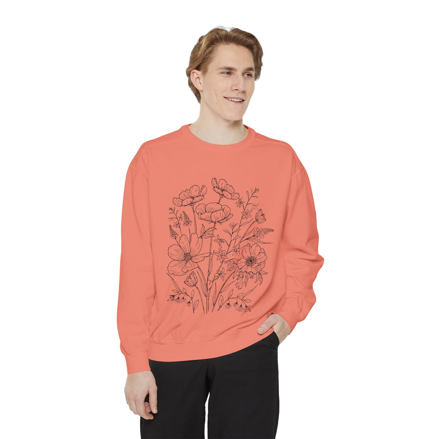 Wildflowers Outline Garment-Dyed Sweatshirt alternate view 14
