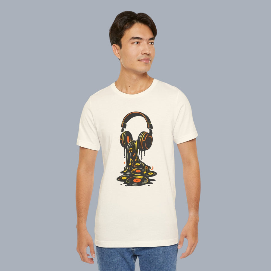 Melting Headphones Tee — Retro Vinyl Drip Music T-Shirt alternate view 14