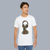 Melting Headphones Tee — Retro Vinyl Drip Music T-Shirt alternate view 7