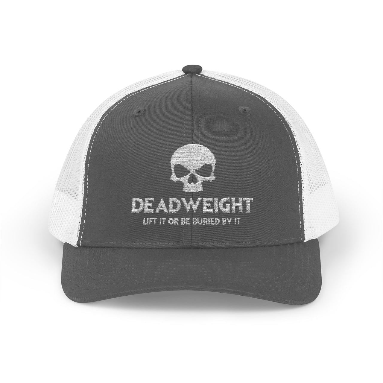 Deadweight Skull Trucker Cap — "Deadweight" Fitness Snapback for Gym & Weightlifting