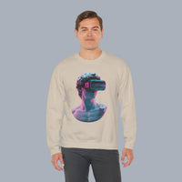 Retro Vaporwave Statue Crewneck Sweatshirt – VR Bust Graphic alternate view 14