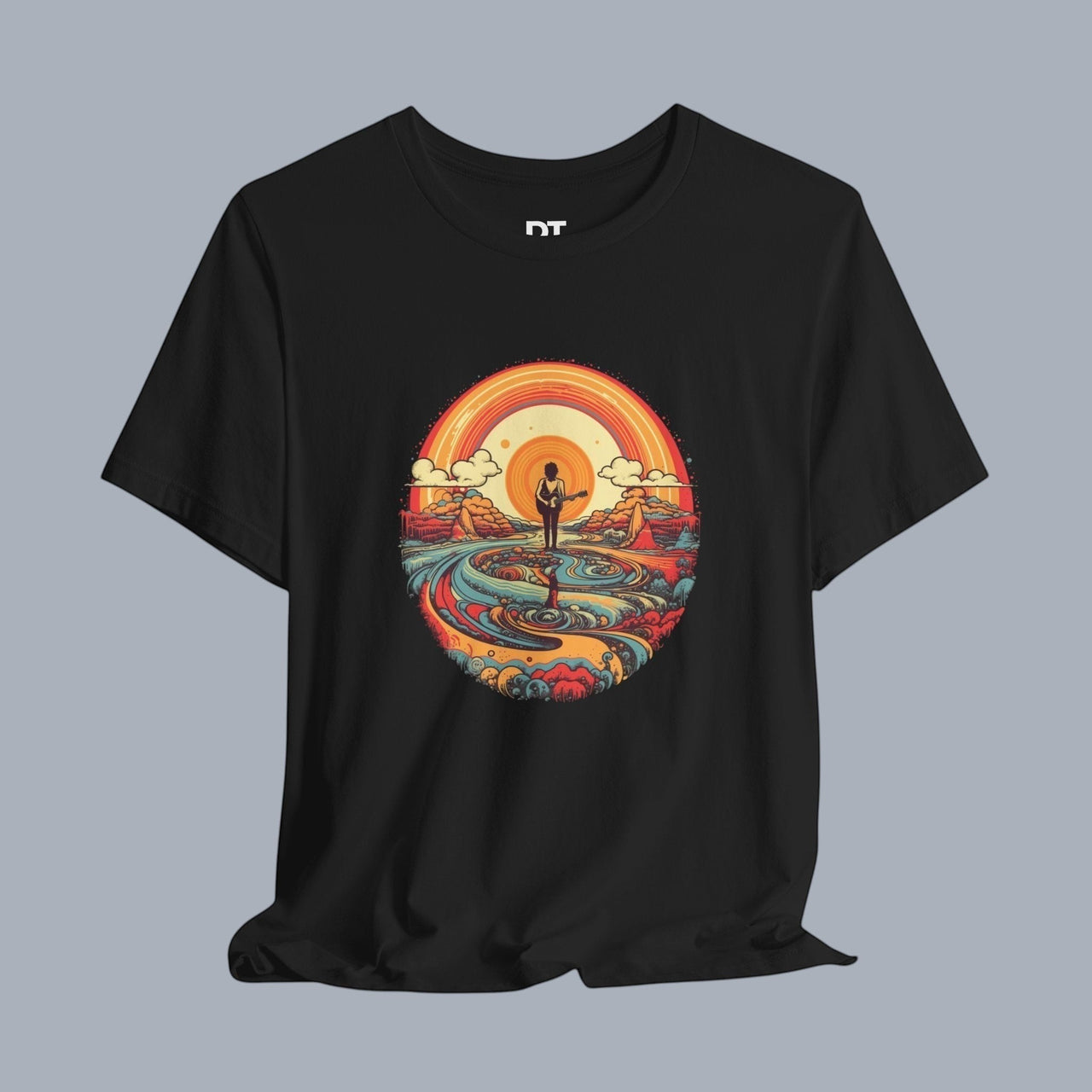 Retro Woodstock Sunset T-Shirt — Silhouette Beach Tee