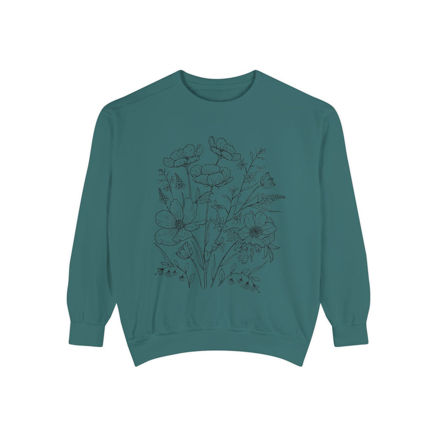 Wildflowers Outline Garment-Dyed Sweatshirt alternate view 8