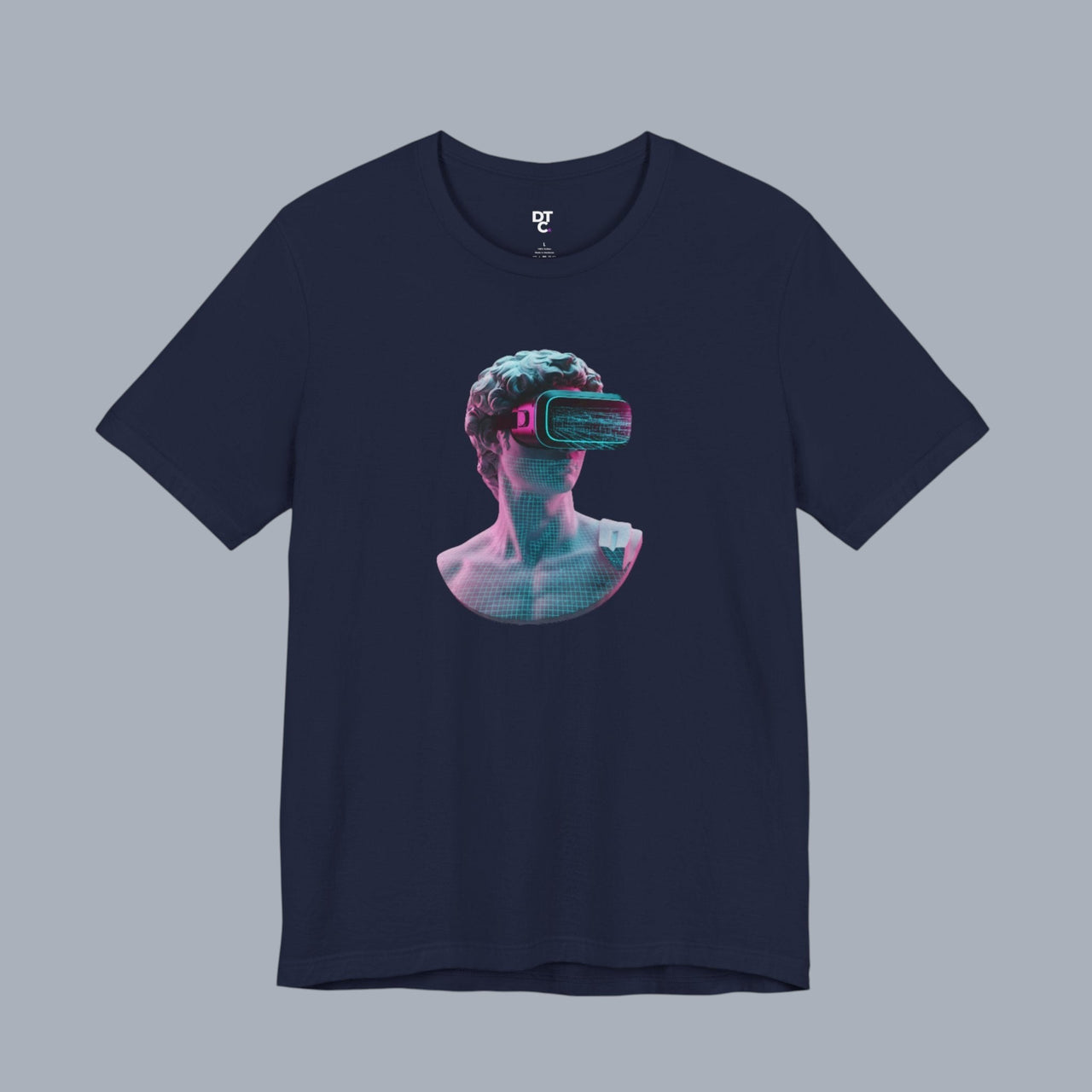 Retro Vaporwave Statue VR T‑Shirt — Neon Aesthetic Gaming Tee alternate view 18