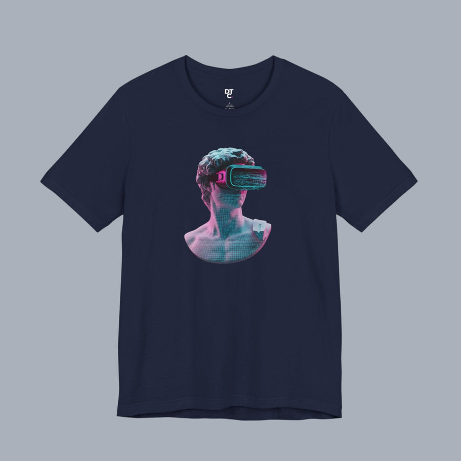 Retro Vaporwave Statue VR T‑Shirt — Neon Aesthetic Gaming Tee alternate view 18