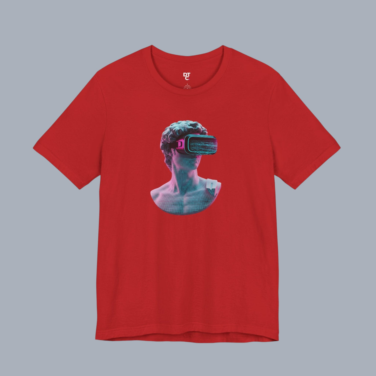 Retro Vaporwave Statue VR T‑Shirt — Neon Aesthetic Gaming Tee alternate view 25