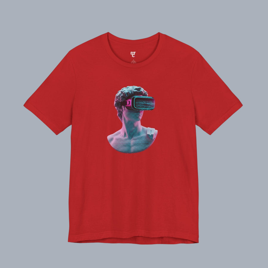 Retro Vaporwave Statue VR T‑Shirt — Neon Aesthetic Gaming Tee alternate view 25