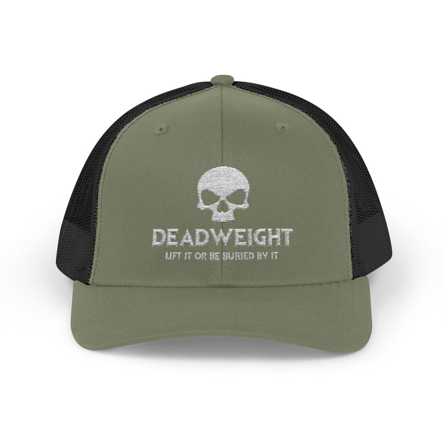 Deadweight Skull Trucker Cap — "Deadweight" Fitness Snapback for Gym & Weightlifting