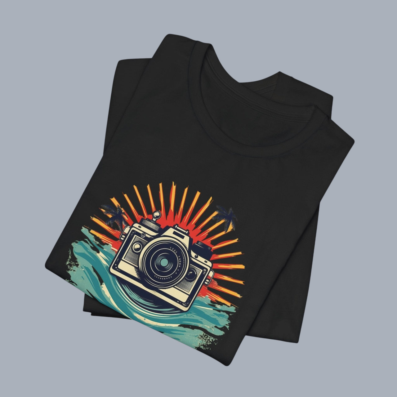 Camera Sunset Tee — Vintage Beach Photography T-Shirt