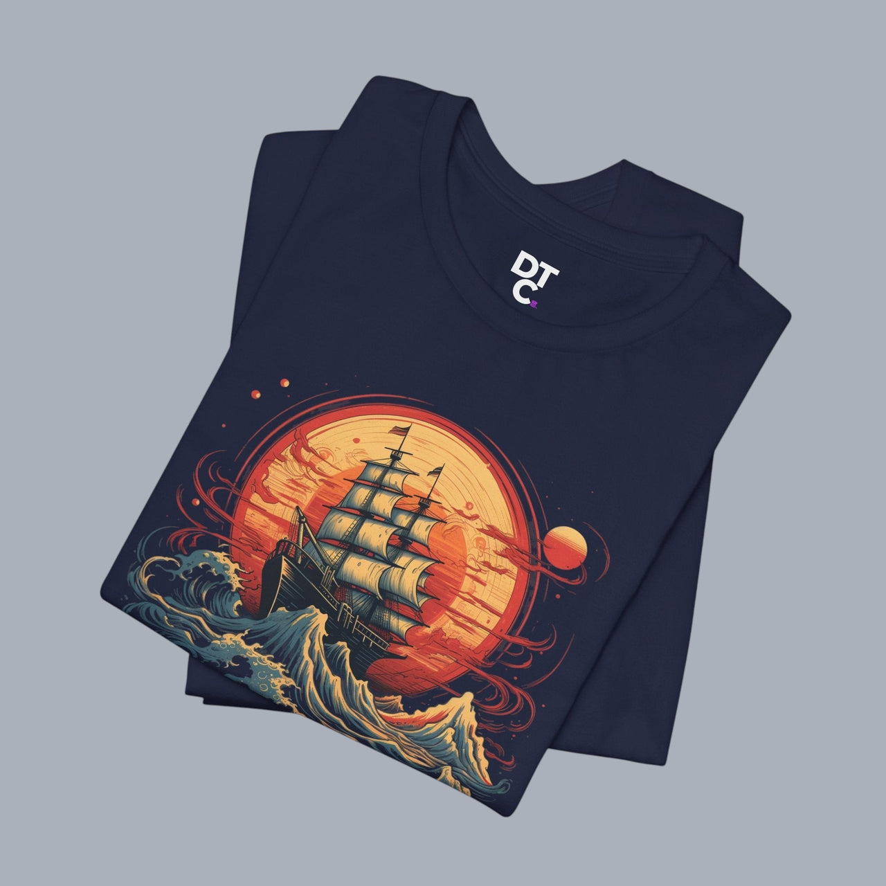 Sailing Sunset Tee — Vintage Ship Graphic T-Shirt