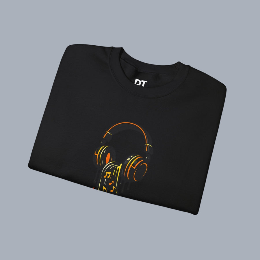 Music Lover Sweatshirt — Melting Headphones Vinyl DJ Crewneck
