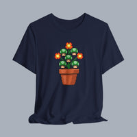 Pixel Mushroom Plant Tee – Retro Video Game Mushroom Pot T-Shirt