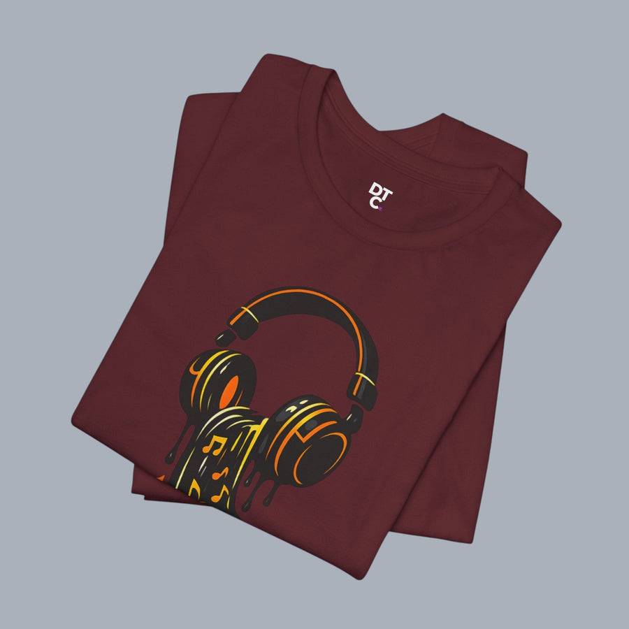 Melting Headphones Tee — Retro Vinyl Drip Music T-Shirt alternate view 20